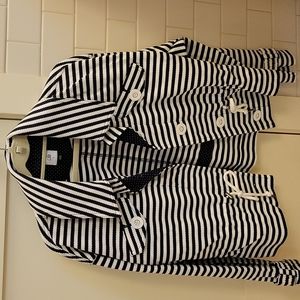 CAbi Harbor Jacket Nautical Stripe Navy and White